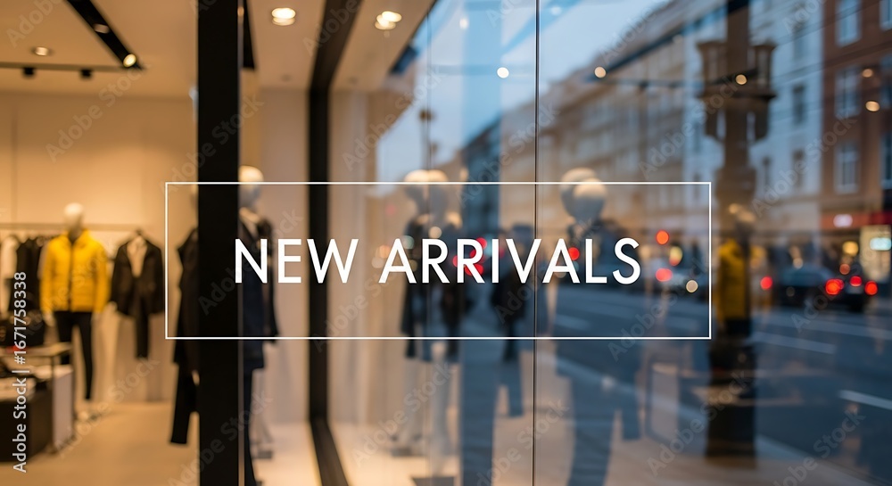 Fototapeta premium New Arrivals Fashion Store Window Display.