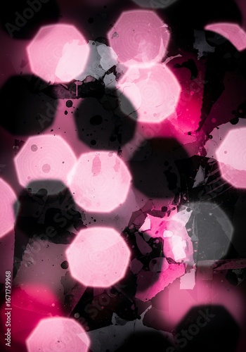Pink and Black Bokeh Lights Abstract Background.