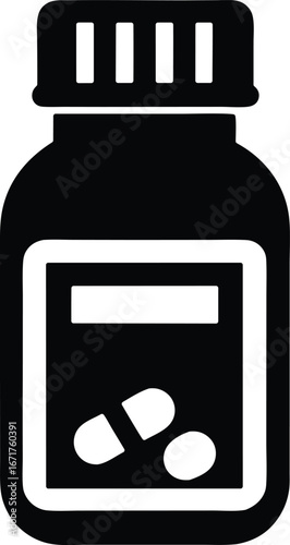 Pill count bottle vector icon.