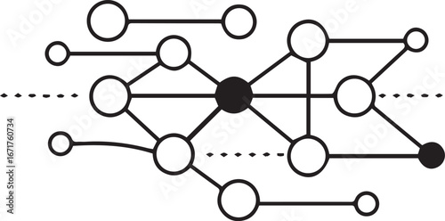 Dynamic network of interconnected nodes representing data flow and digital connections