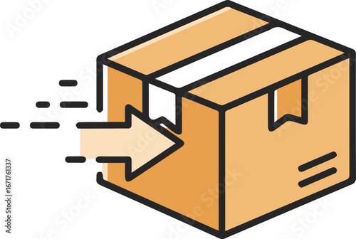 Swift delivery of package arriving quickly with incoming arrow motion graphic