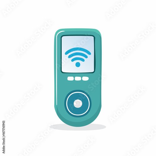 Teal Device with WiFi Icon and Control Button Interface Illustration