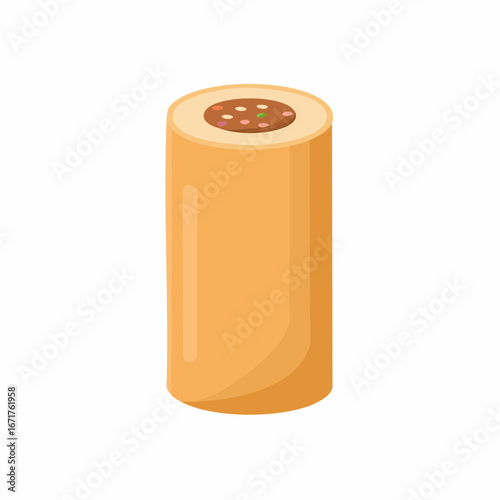 Flat vector illustration of a traditional Indian Masala Dosa roll with savory filling