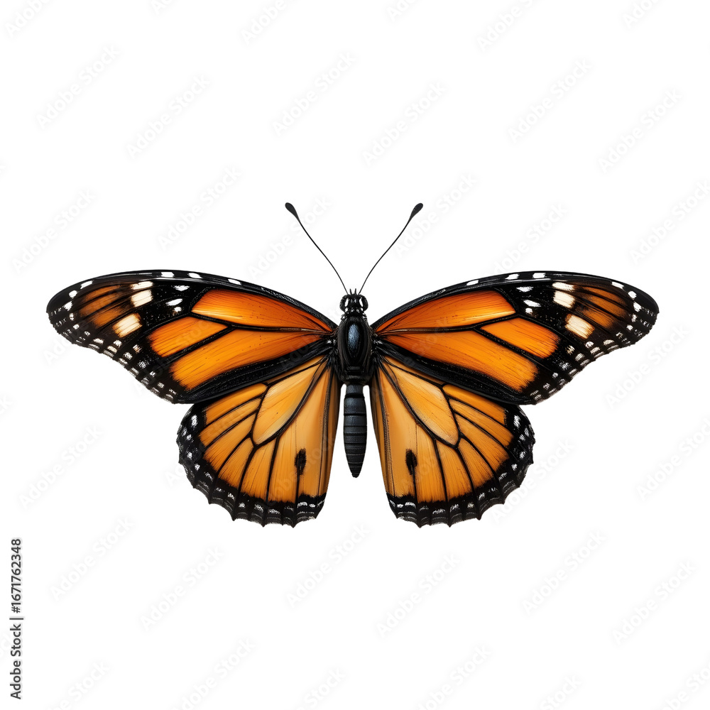 Fototapeta premium Elegant Realistic Butterfly with Open Wings – Isolated Transparent Background for Design Use