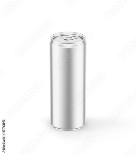 Drink Aluminium Can Soda Slim 250ml White Blank Glossy