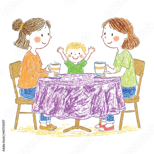 Colorful Hand-Drawn Illustrations – Fashion, Family Dining, and Cute Characters