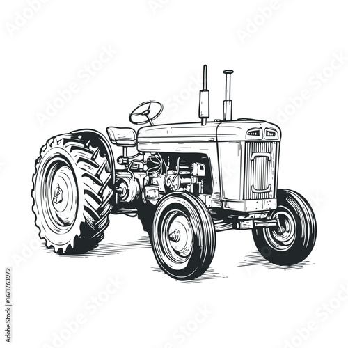 Classic tractor design for agricultural use and vintage appeal. Halloween vector illustration
