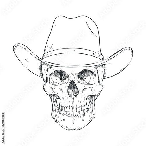 Cowboy skull with hat for Halloween decoration ideas. Halloween vector illustration