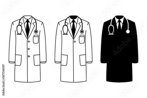 doctor coats silhouette,  symbol of medical field and profession