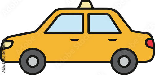 Classic yellow taxi cab ready for city transport adventures and urban travel.
