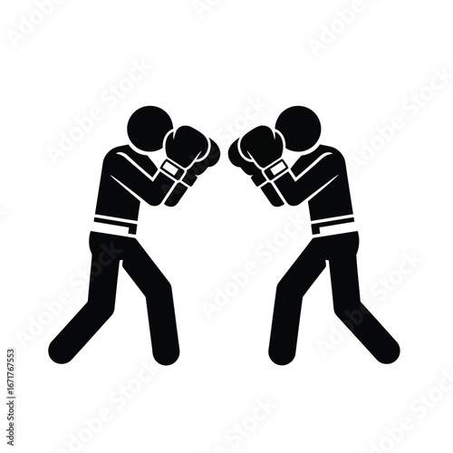 Dynamic graphic of an athletic boxing competition, showing two figures ready for a challenging fight.