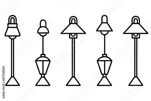 Medical Lamp Icons Collection Minimal Line Art Style