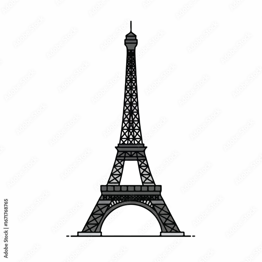Obraz premium Eiffel tower standing tall against white sky, representing iconic landmark and architectural marvel of Paris, France, creating a sense of wanderlust.