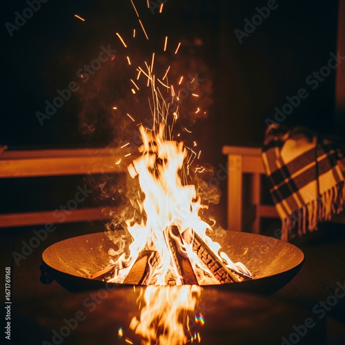 Cozy Outdoor Fire Pit at Night.
