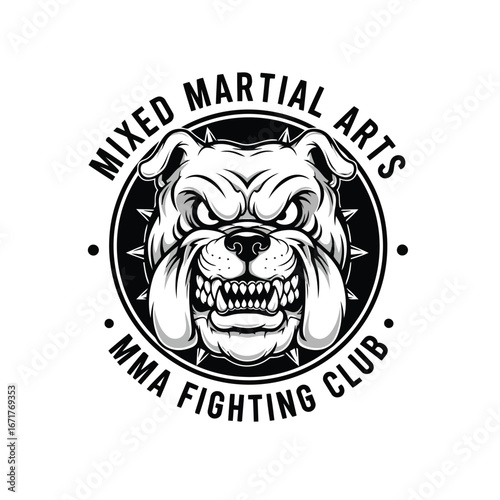 Tough Bulldog MMA Fighting Club Logo for Mixed Martial Arts Enthusiasts