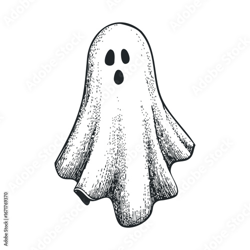 Cute ghost character for Halloween celebration and decorations. Halloween vector illustration