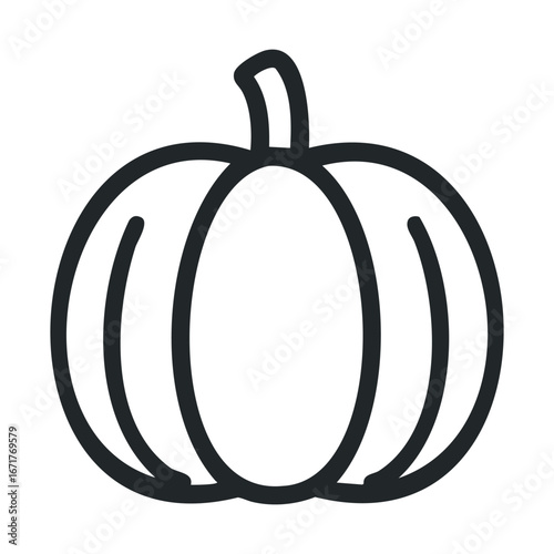 Cute pumpkin outline for autumn celebration and seasonal decor. Halloween vector illustration