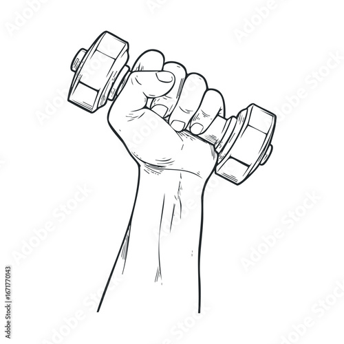 Strength training with a dumbbell for fitness improvement. Halloween vector illustration