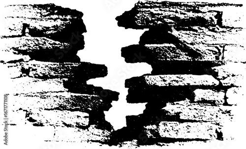 Grunge black and white illustration of ripped paper for urban design and distress art