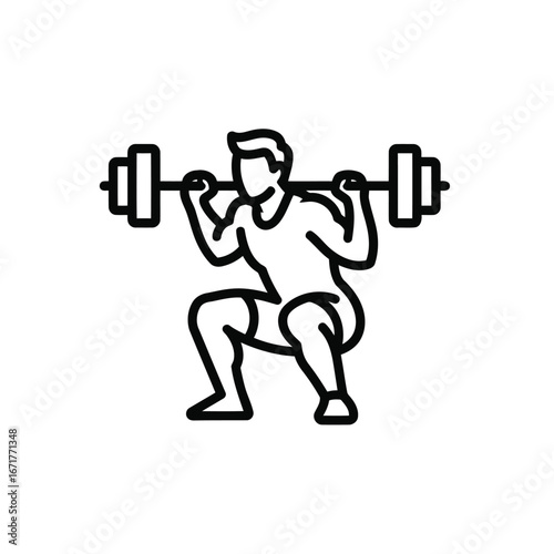 Illustration of a man performing a weightlifting squat exercise with a barbell