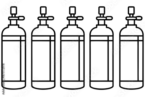 Medical Oxygen Tank Outline Icons Clean