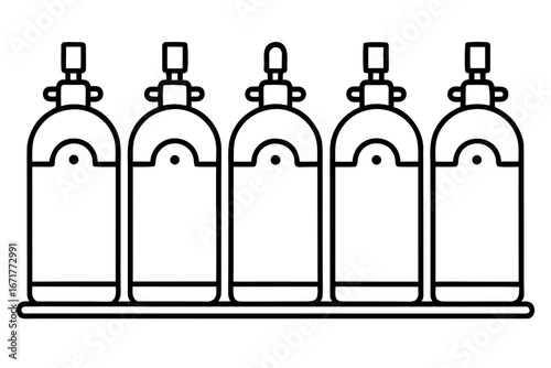 Medical Oxygen Tank Outline Icons Clean