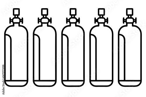 Medical Oxygen Tank Outline Icons Clean