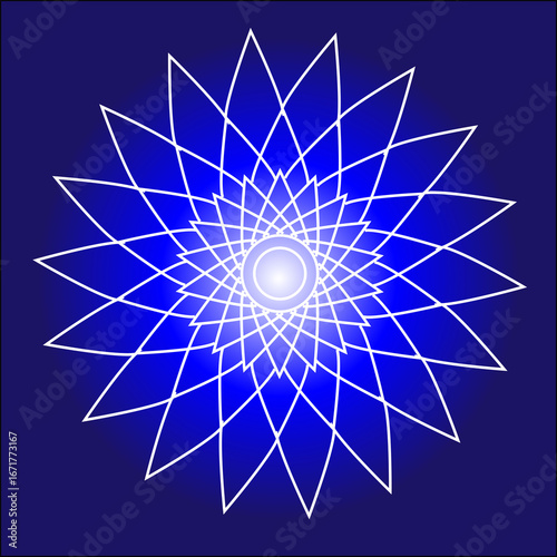 Geometric Mandala Ornament with Blue Star Pattern