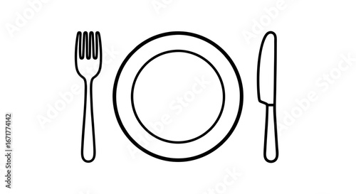 Food plate icon with fork and knife