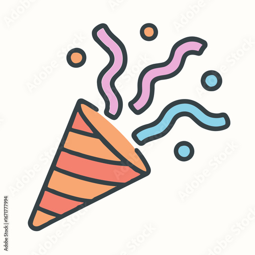 Colorful Party Popper Confetti Celebration Illustration