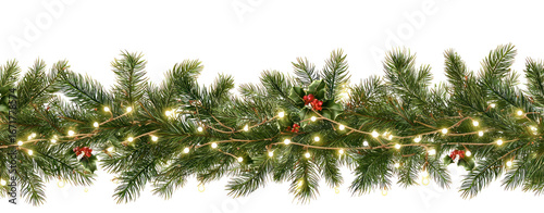Festive Christmas Garland with Pine Branches and LED Lights