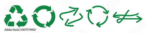 set of recycling icons. recycle icon symbol in green different styles. vector illustration