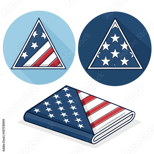 American Flag Patch and Flag Book with US Flag Design for Patriotic or Military Themes