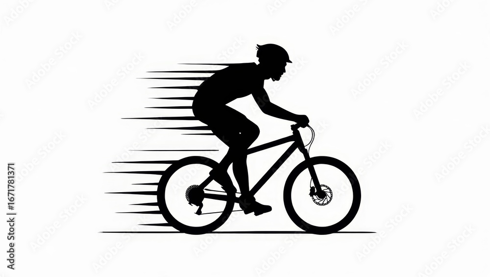 Obraz premium Silhouette of a cyclist moving forward.