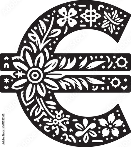 Floral exchange rate icon: a botanical currency symbol with minimalist design