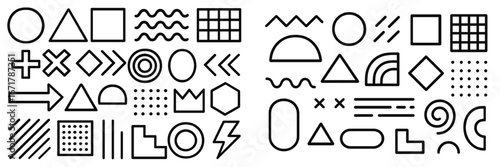Abstract geometric patterns filling the entire canvas with diverse shapes and lines in monochrome design