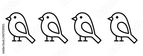 Charming minimalist bird illustrations in line art style, perfect for logo design, website elements, and creative projects needing a touch of nature