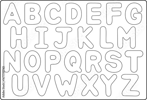 Bubble-style alphabet template fun and interactive learning tool for kids.