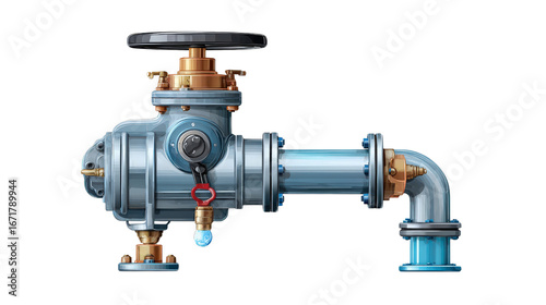 Pumping machine with water flow illustration background isolated on a Transparent background, PNG file.