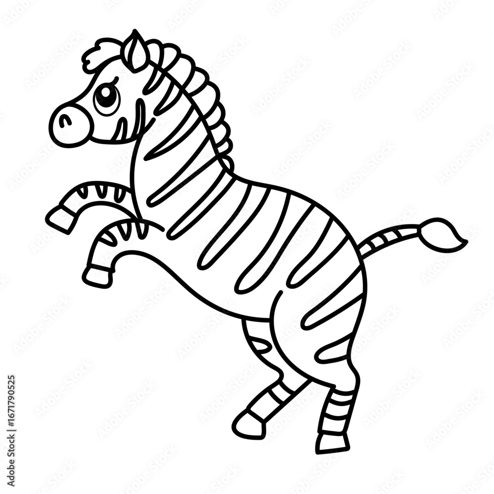 Obraz premium Adorable cartoon zebra coloring page for kids and educational activities.