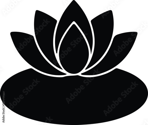 Vector Lotus flower icon on the water lily silhouette Illustrator