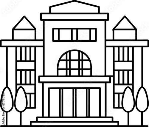 hotel outline vector illustration line art