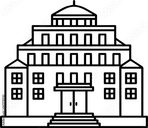 hotel outline vector illustration line art