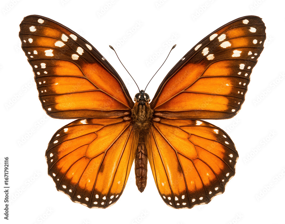 Fototapeta premium Butterfly with orange and white dotted wings