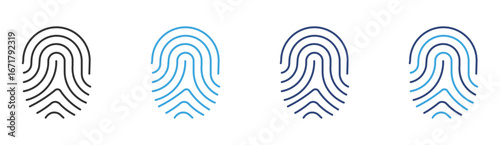 Fingerprint  icon set in outline and flat style , originality icons  , vector illustration. 