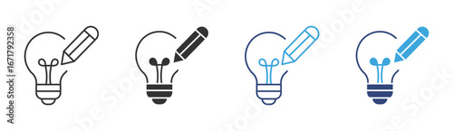 creative idea development  icon set in outline and flat style , vector illustration. 