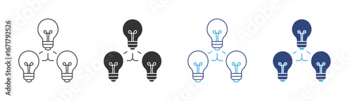 Brainstorming  icon set in outline and flat style , knowledge icons , vector illustration. 