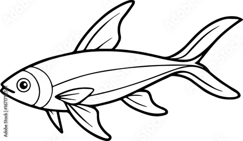 flying fish outline vector illustration line art
