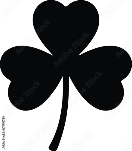 Vector Shamrock simple three leaf clover plant silhouette Illustrator