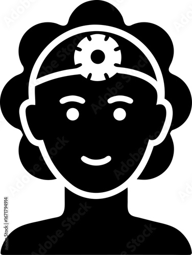 Face recognition silhouette vector icon on white background